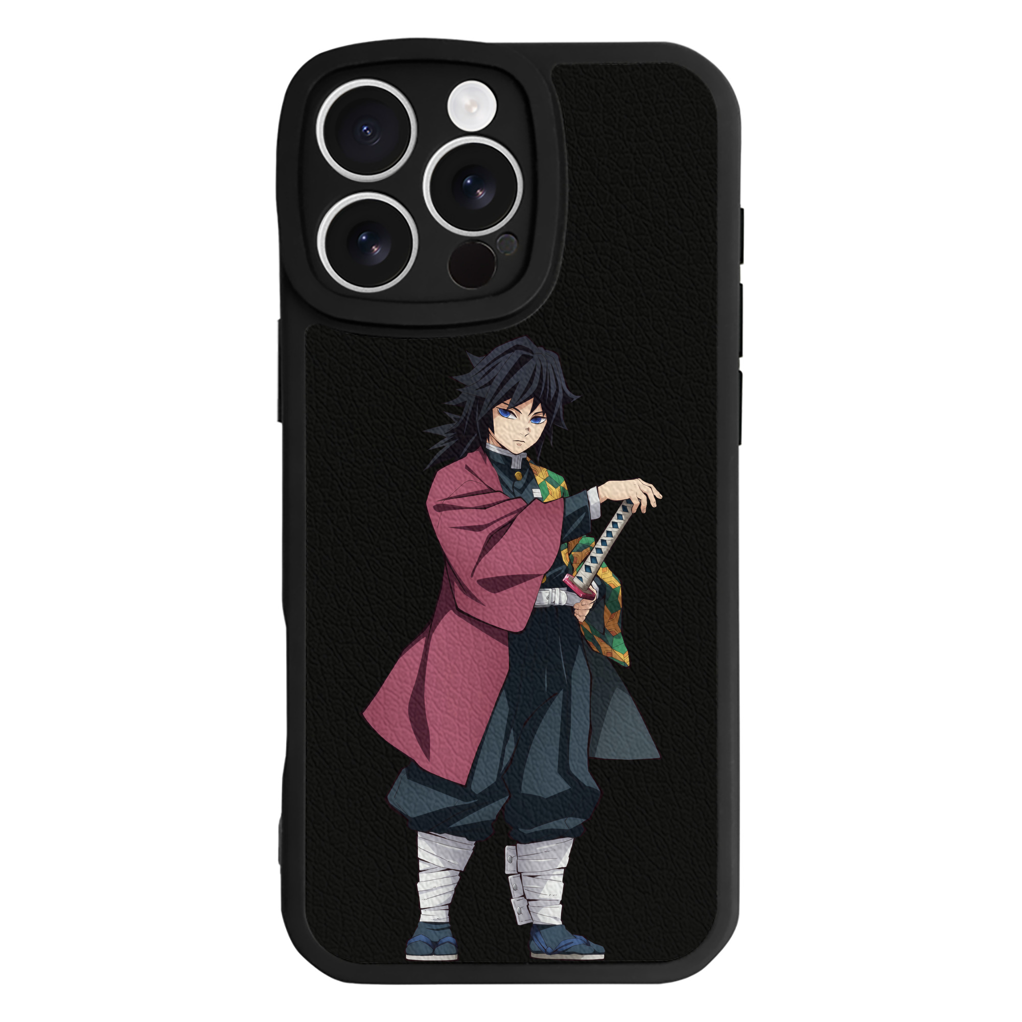 （画像用） 鬼滅の刃（きめつのやいば）水柱-冨岡 義勇／とみおか ぎゆう Tomioka Giyuu 【iPhone 16シリーズ対応】シリコンスマホケース（レザー調） 材質：シリコン